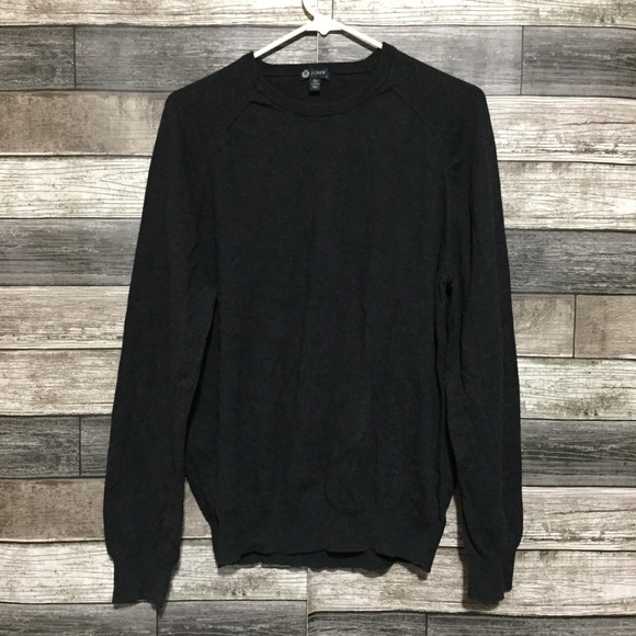 J Crew Cotton Cashmere Sweater Men’s L Dark Gray Pullover Crewneck - Picture 6 of 8